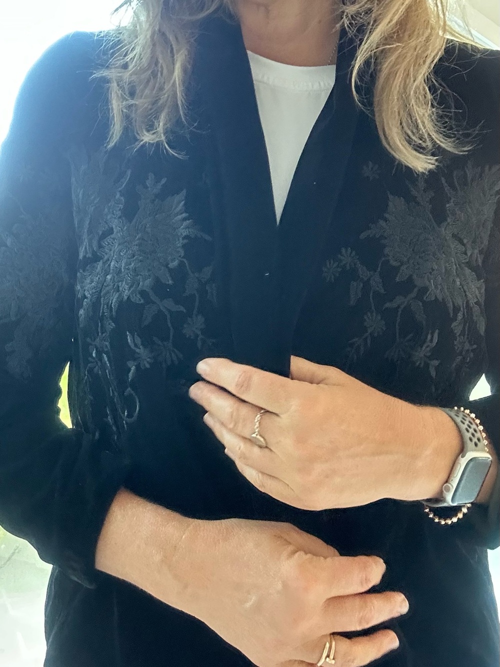 Zara Black Embroidered Floral Blazer